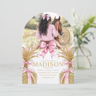 Convite Birthday Invitation with Black Girl Riding Horse