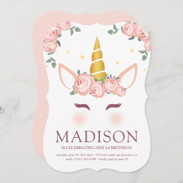 Convite Birthday Modern Watercolor (Frente/Verso)