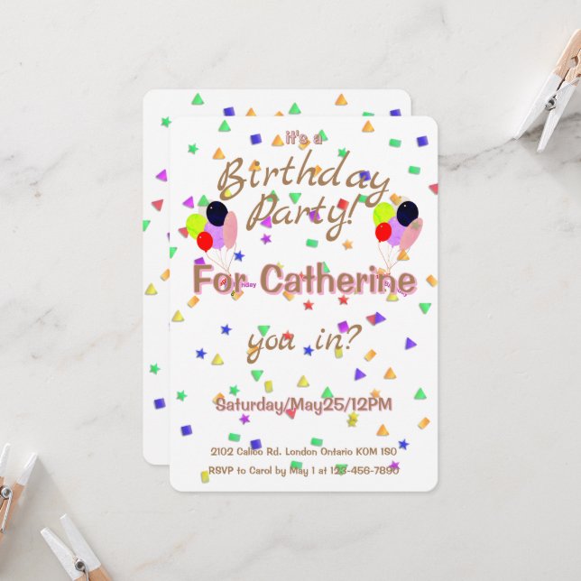 Convite Birthday Party Balloons Invitation (Frente/Verso In Situ)