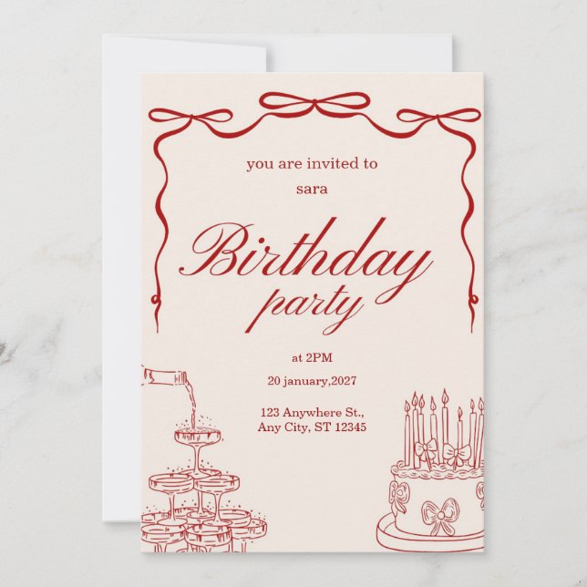 Convite birthday party invitation card (Frente)