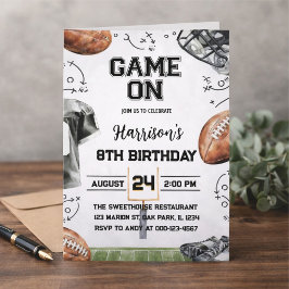 Convite birthday party invitation for an American football
