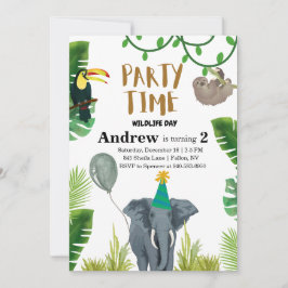 Convite Birthday party wildlife jungle animals 