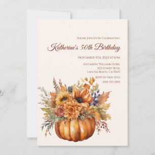 Convite Birthday-Pumpkin com Flores-
