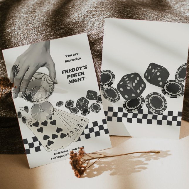 Convite Birthday Retro Poker Night Cocktail Party Invite (Birthday Retro Poker Night Cocktail Party Invite)