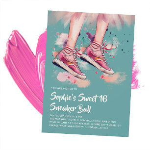 Convite Birthday Sneaker Ball Grunge Painterly Sweet 16