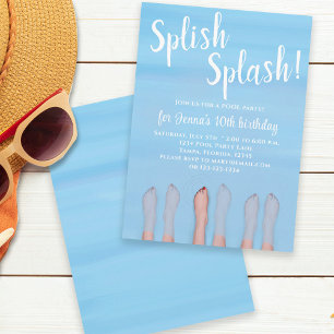 Convite Birthday Summer Beach Trendy Nadando