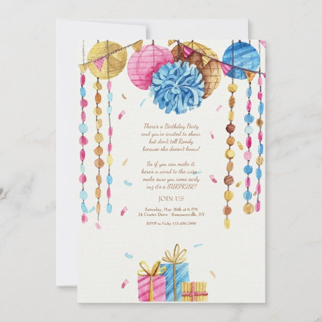 Convite Birthday Watercolor (Frente)
