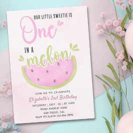 Convite Birthday watermelon Girl one in a melon