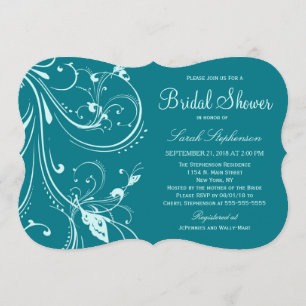 Convite Biscay Bay & Mint Swirls & Butterflies