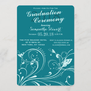 Convite Biscay Bay & Mint Swirls & Butterflies
