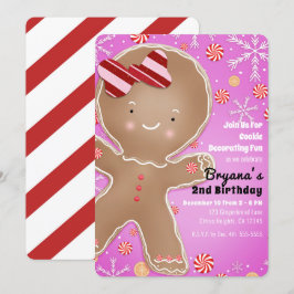 Convite Biscoito de Gengibre de Hortelã Rosa de Natal Aniv