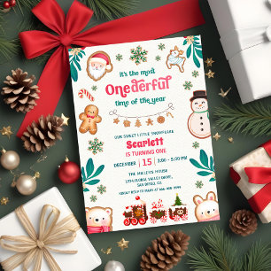 Convite Biscoito de Gengibre Onederful de Inverno Aniversá