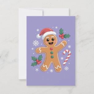 Convite Biscoito de Natal Homem de Gengibre Festivo Fofo