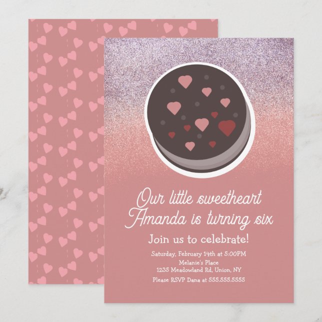 Convite Biscoito Falso Brilho Dia dos Namorados Aniversári (Frente/Verso)