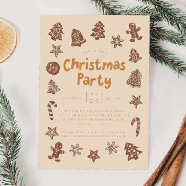 Convite Biscoitos Amarelos de Festa de Natal (Criador carregado)