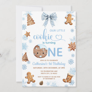 Convite Biscoitos Blue Snowflakes está fazendo um ano