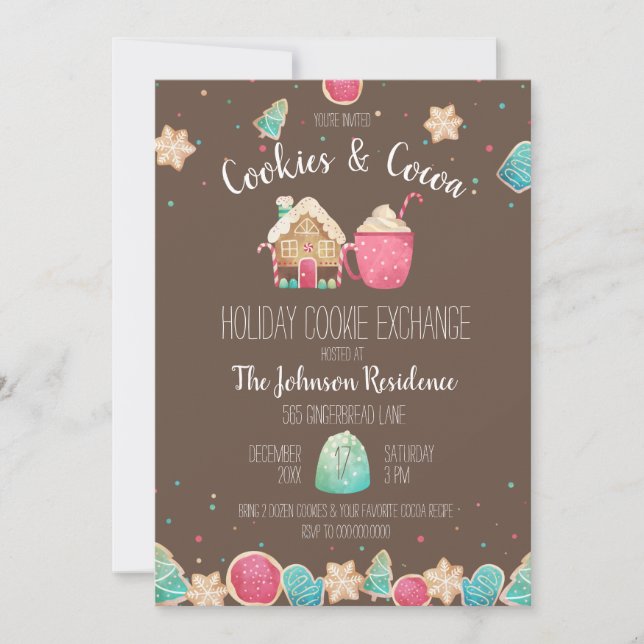 Convite Biscoitos de chocolate e chocolate de chocolate (Frente)