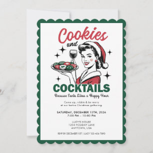 Convite Biscoitos de Festa de Natal e Coquetéis Retro