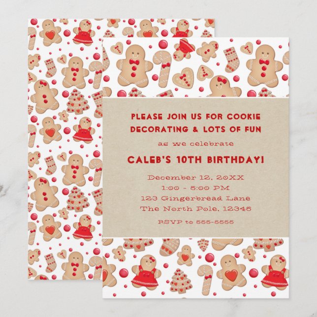 Convite Biscoitos de Gengibre Assados Rústicos Caprichosos (Frente/Verso)