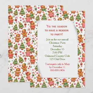 Convite Biscoitos de Gengibre de Natal e Bastões de Doces