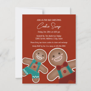 Convite Biscoitos do Gingercake Men Trocam Festa de Natal