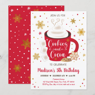 Convite Biscoitos e Chocolate Vermelho Dourado Aniversário