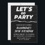 Convite Black 18th aniversariante Calls White<br><div class="desc">Convites de 18 anos Pretos Homens Brancos Modernos</div>