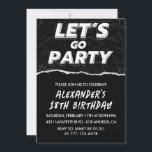 Convite Black 18th aniversariante Calls White<br><div class="desc">Convites de 18 anos Pretos Homens Brancos Modernos</div>