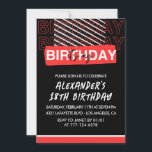 Convite Black 18th aniversários Men Party Red<br><div class="desc">Black 18th aniversários Men Party Red</div>