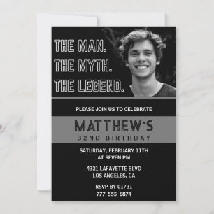 Convite Black 32nd aniversariante convida Man The Legend