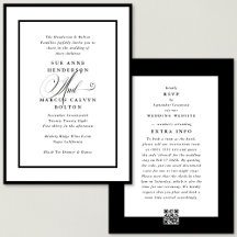 Black Ampersand all in one RSVP DETAILS Wedding