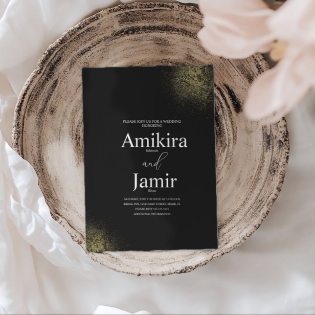 Convite Black and Dusty Gold Pixie Faux Wedding (Criador carregado)