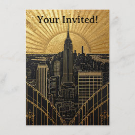 Convite Black and Gold Art Deco Invitation
