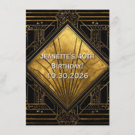 Convite Black and Gold Art Deco Invitation