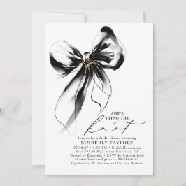 Convite Black and Gold Bow Elegant Whimsical Bridal Shower