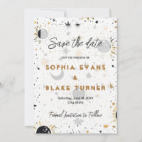 Black and Gold Celestial Wedding Save the Date
