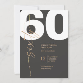 Convite Black and Gold Elegant 60th Birthday