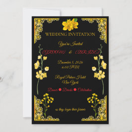 Convite Black and Gold Wedding Invitation