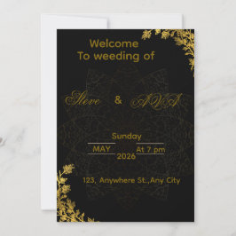 Convite Black and Gold Wedding Invitation | Elegant Luxury