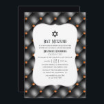 Convite Black and Orange Gem Faux Leather Bat Mitzvah<br><div class="desc">O convidado do morcego de gema preto e laranja mitzvah foi projetado para ser rápida e facilmente personalizado de acordo com as especificações do seu evento.</div>