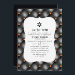 Convite Black and Orange Gem Faux Leather Bat Mitzvah<br><div class="desc">O convidado do morcego de gema preto e laranja mitzvah foi projetado para ser rápida e facilmente personalizado de acordo com as especificações do seu evento.</div>