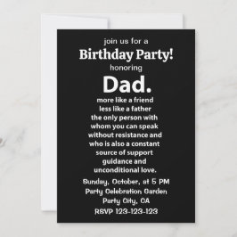 Convite Black and White Dad Daddy Quote Birthday Party