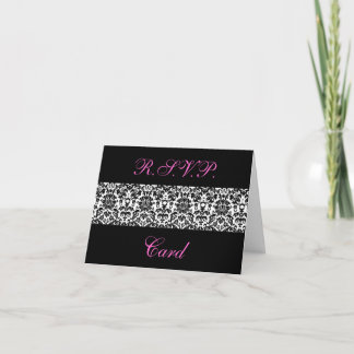 Convite Black and White Damask Response Cards