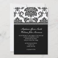 Black and White Damask Wedding Invitation
