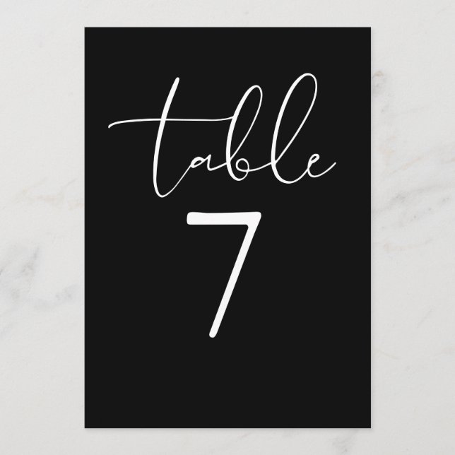 Convite Black And White Elegant Modern Script Table Number (Frente)
