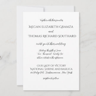 Convite Black and White Elegant Simplicity Wedding Invite
