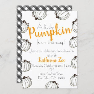 Convite Black and white fall pumpkin baby shower invite