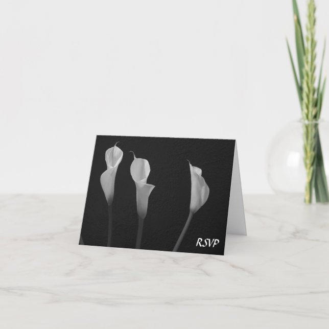 Convite Black and White Flowers RSVP (Frente)