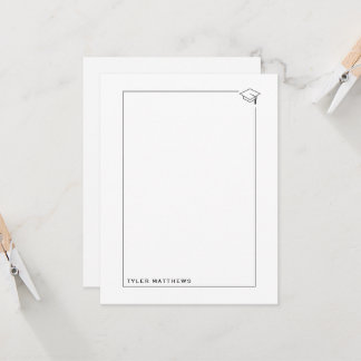 Convite Black and White Grad Notecard