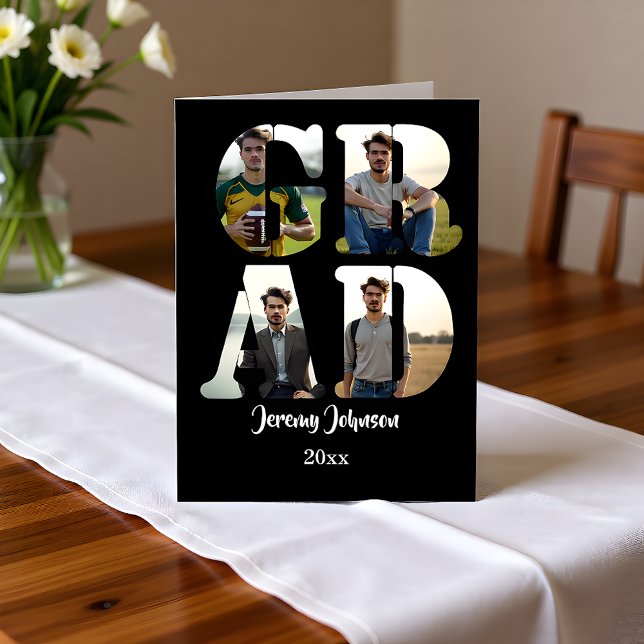 Convite Black and White GRAD Photo Announcement (Criador carregado)